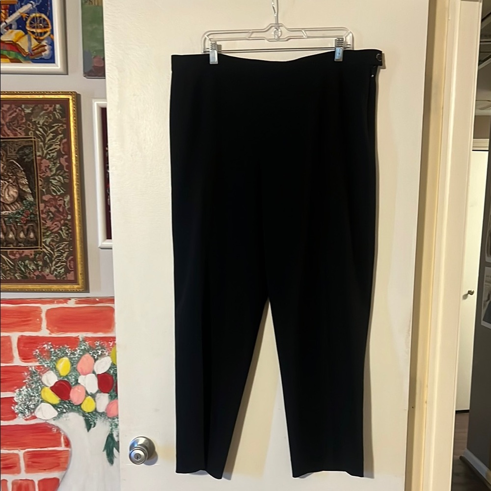 Marina Rinaldi flat front hidden side zip black trousers